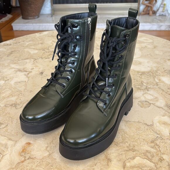 London Rag Molsh Faux Leather Ankle  Chunky Biker Boots - Picture 3 of 14